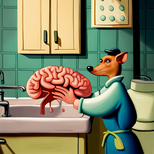 a rat washing a brain