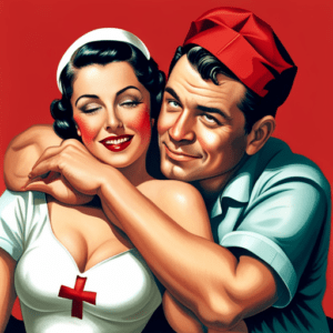 A man embracing a nurse