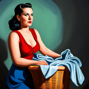 Woman with a basket of laundry