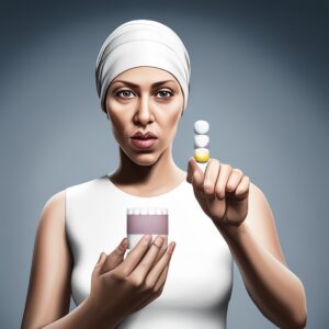 Woman about to take a birth control pill