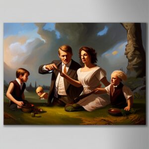 Image of a family that appears weird and unusual